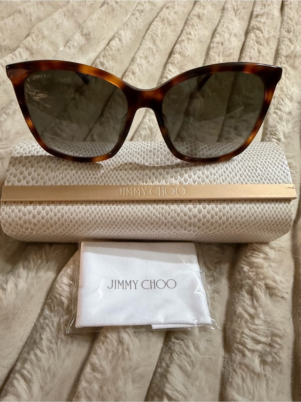 Jimmy Choo Tortoiseshell Cat-Eye Sunglasses with Brown Lenses